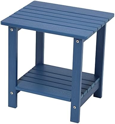 Byzane Double Adirondack Side Table, Patio Outdoor End Table Weather Resistant,Rectangular Table for Patio, Garden, Lawn, Indoor Outdoor Companion, Navy Blue