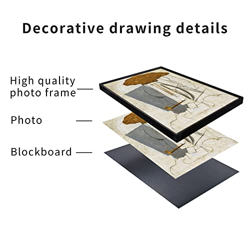 Large Size Framed Wall Art, Boho Wall Art Set Of 3, Mid Century Modern Decor 24" X 32", Minimalist Black Beige Neutral Abstract Portrait Canvas Prints Wall Decor For Bedroom Living Room Bathroom #TOP4