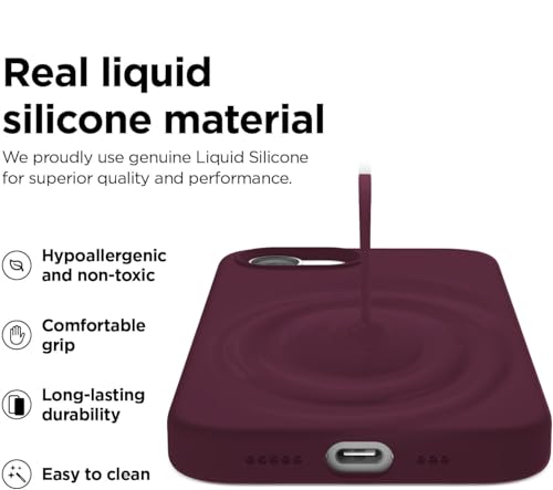 Image of DIZORO Compatible with iPhone 17e / iPhone 16e Case 6.1 inch Liquid Silicone 3 Layers Full Covered Soft Gel Rubber Phone Case,Shockproof Protective Cover with Anti-Scratch Microfiber Lining-Wine Red
