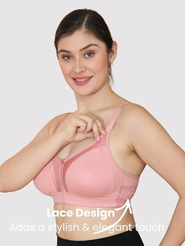 Image of GLAMORAS Women Cotton Spandex Non Padded & Non Wired Minimizer Everyday Bra| Structured for Bounce Control with Full Coverage & Broad Side Wings Prevents Side Spillage