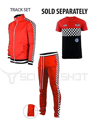 SCREENSHOT Men's Athletic Fitness Slim Fit Workout Track Pants BASIC P11854-Red-Small