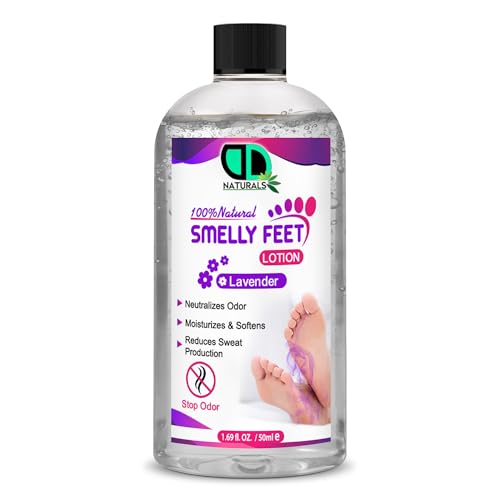 100% Natural Smelly Feet Odor Control Lotion Foot Freshener with Pure Essential Oils for Long-Lasting, Great for Sport, Powerful Smelly Feet Control & Fresh Scent for All-Day Comfort (50ml)