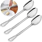 13-inch Solid Stainless Steel Basting Spoons Set – Commercial Grade Serving & Stir Ring Spoons – Available in 3-Pack and 12-Pack for Restaurants, Buffets, Catering (3, 13 inches Long)