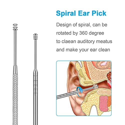 Jianyi Ear Pick Ear Wax Removal Kit, Ear Cleansing Tool Set, 7Pcs Ear Curette Ear Wax Removal Tool Clear With A Storage Box And Cleaning Brush (Silver) #TOP3