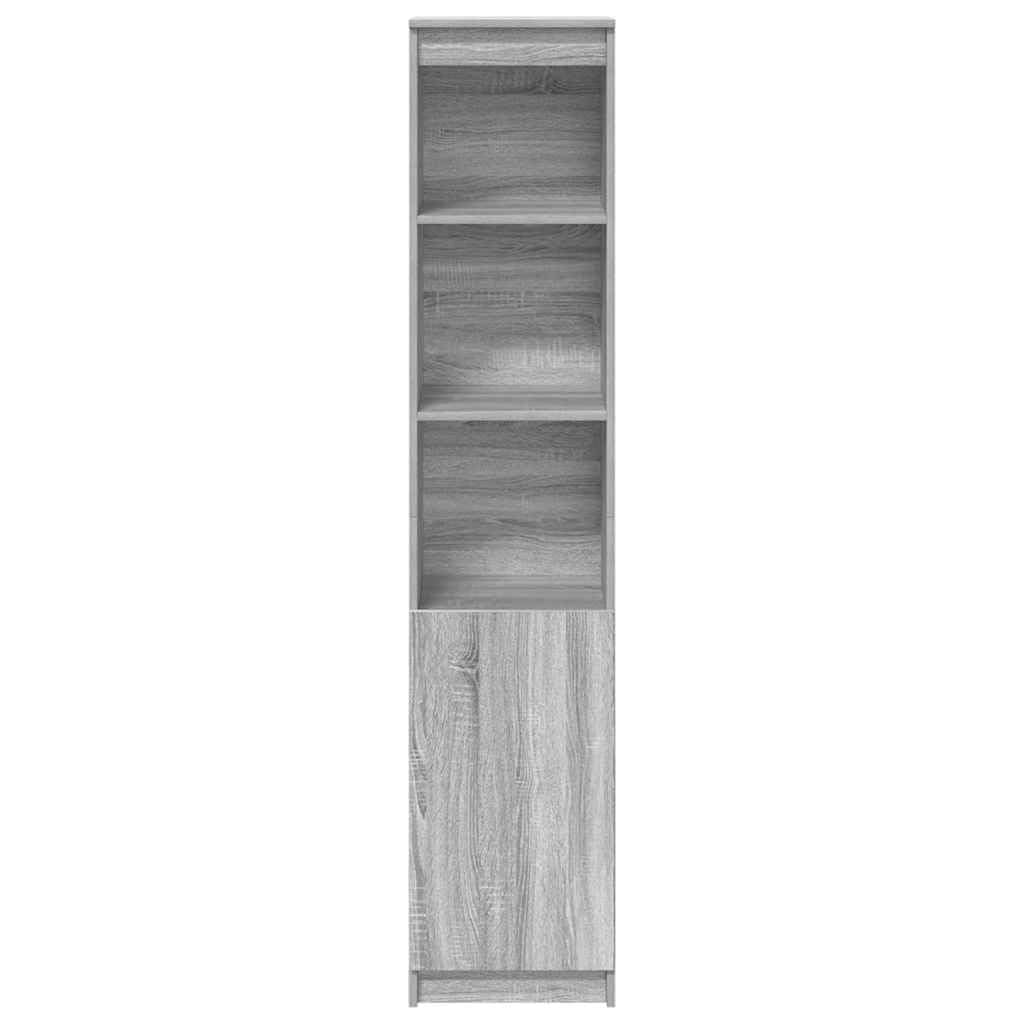 Gris Sonoma Highboard 37,5 x 35 x 180 cm de material de madera con montaje flexible para puerta izquierda o derecha, versátil como armario de cocina o armario de almacenamiento para áreas