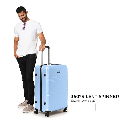 Image of Jet Set Go by Nasher Miles Dollar Hard-Sided Polycarbonate Luggage Set of 3 Pastel Blue Trolley Bags (55, 65 & 75 cm)