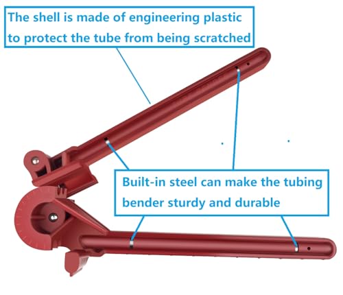 Tubing Bender, Tube Bender, 3/16”, 1/4", 5/16", 3/8" 4-IN-1 brake line Bender Tool for Copper, Brass, Aluminum and Thin Steel Fuel Line Pipe, Bends 0-180° - Image 3