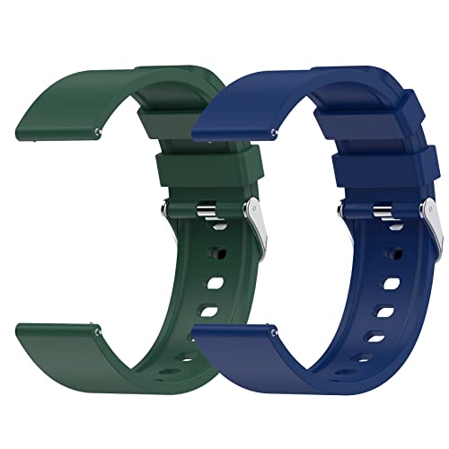 TEFLOTY 20mm Uhrenarmbänder Silikon Ersatzarmband - 2pcs Smart Watch Armband mit Schnellverschluss Geeignet Kompatibel mit Samsung Galaxy Watch/Garmin/Fossil, für Damen Herren, Blau/Kieferngrün Cover