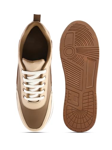 Image of STANPHORD Mens Lumora Sneakers Faux Leather Chunky Colourblocked Trendy Lace Up Casual Shoes Trendy Sole All Day Comfortable Lightweight with Extra Comfort Durable Footwear