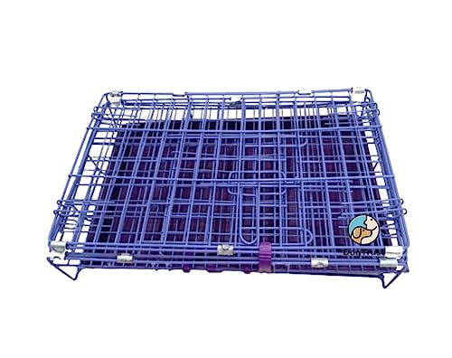 Image of Dog Trust Double Door Folding Metal Dog Cage with Paw Protector Easy to Move with Removable Tray Suitable for Small Puppy (24 Inch Purple Cage)