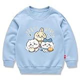[ZLGreenTech] ちいかわ ハチワレ うさぎ 子供服 春秋 スウェット 長袖 クルーネック 男の子 女の子 綿100% キッズ 薄手 カジュアル 小学生 トップス プレゼント ライトブルー 120CM