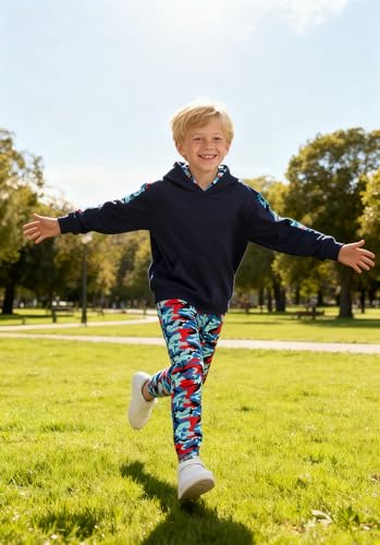 Image of KIDLAGA Toddler Boy Clothes Long Sleeve Hoodie Sweatsuits Tops and Pants Boys Fall Winter Color Block Outfits Set 5-12 Years