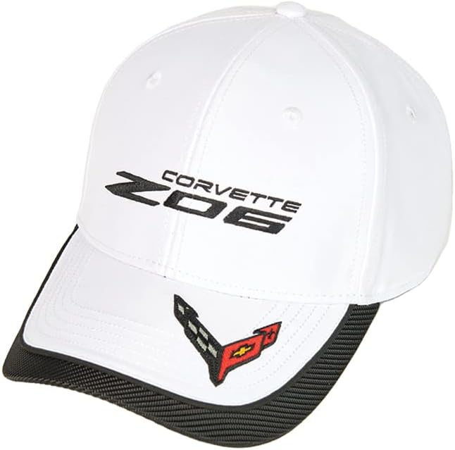 C8 Z06 Corvette Carbon Fiber Hat - Next Generation Flag Accent Cap - Officially Licensed by GM