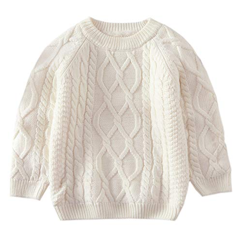 YASSON Pull Tricoté Enfant Torsades Col Rond Chandail en Tricot Doublure Epaisse Confortable Chaud Automne Hiver pour Naissance Bébé Fille Garçon Cover