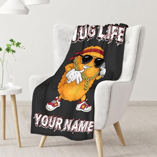 Mercuryelf Custom Chicken Nugget Blanket - Soft, Fuzzy & Warm - 60x80 Inches Flannel Throw Blankets for Bed, Couch - Black Funny Throws Gift for Men, Women