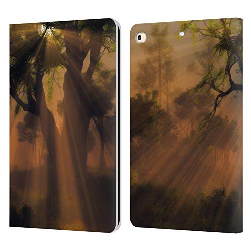 Étui iPad 9.7 2017 cuir anti-rayure motif forêt sauvage
