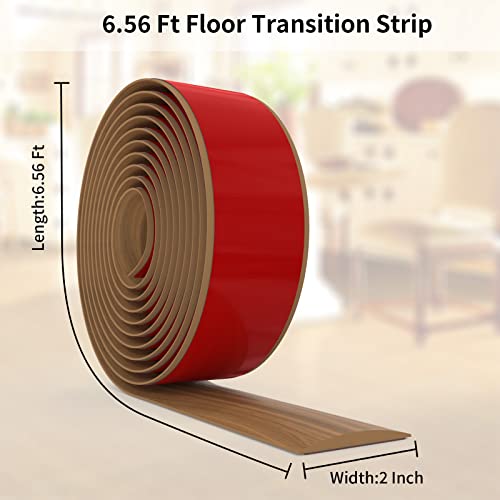 Floor Transition Strip Floor Cover Strips Self Adhesive,Carpet Transition Wood To Tile,6.56Ft Strip Flooring Transitions Laminate,Vinyl Floor Flat Edge Trim Strip For Threshold Strip（Brown） #TOP2