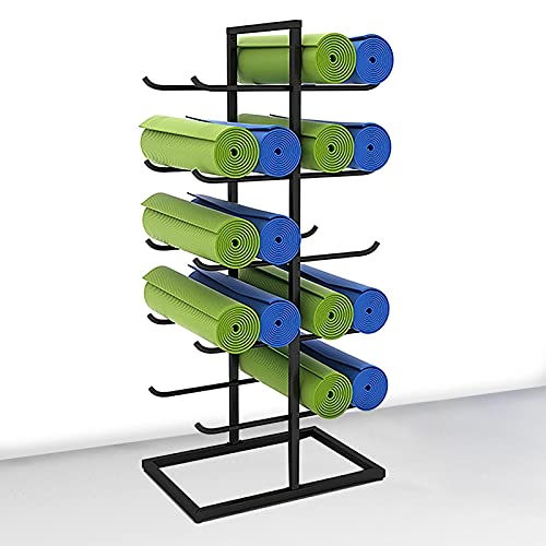 AEGCAOJH Estante Organizador de Metal para Esterilla de Yoga Independiente, Soporte de Espuma con Rodillo para Gimnasio en casa o Sala de Yoga, Marco de Almacenamiento de 5 Capas con capaci