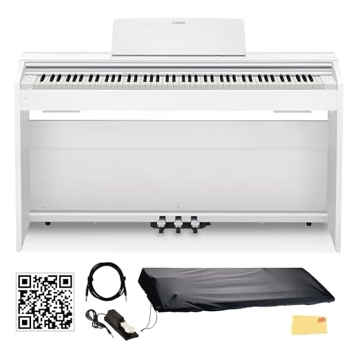 Casio Privia PX870WE 88-Key Digital Piano - White Bundle with Sustain Pedal, Cover, Cable, Online Piano Lessons, Austin Bazaar Instructional Video and Polishing Cloth