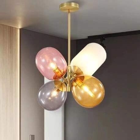 Lustre postmoderne en fer d'art et verre ciselé pour éclairage intérieur - 3