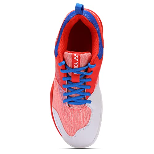 Image of Yonex SHB 37 EX WIDE Badminton Shoes | Ideal for Badminton,Squash,Table Tennis,Volleyball | Non-Marking Sole | Power Cushion | Ergo Shape | Hexagrip | White Red |UK 8