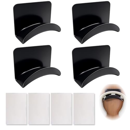 4 Pièces Support Casque Gamer Bureau avec Adhésif Fort, Porte Casque Gaming et Repose Casque pour Bureau, Murs, Verre, Compatible avec la Plupart des Casques de Jeu et Support de Casque Audio Durable