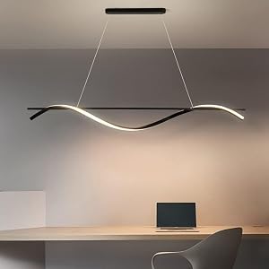 Horizontal Chandelier Dining Room Led Modern Pendant Lamp Compatible with Kitchen Living Room Bar Home Decor Modern Black