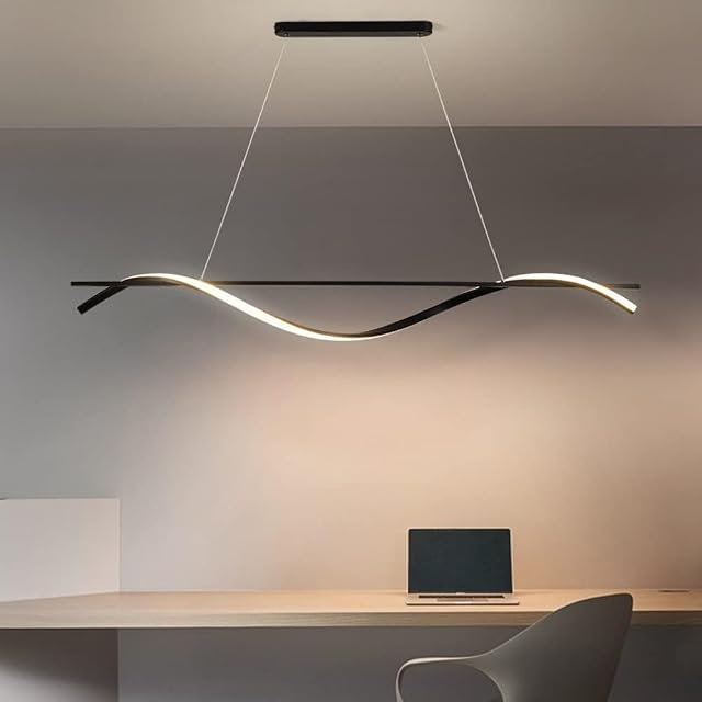 Horizontal Chandelier Dining Room Led Modern Pendant Lamp Compatible with Kitchen Living Room Bar Home Decor Modern Black