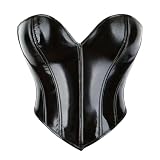 CRITOR Hauts Corset en PVC pour Femmes, Bustier en Cuir PVC Brillant, Rouge, Noir, sans Manches, Soutien Gorge en PU à Lacets