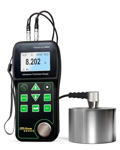 Ultrasonic Thickness Gauge Industrial-888X – Echo-Echo Through Coating up to 19.7 mils (500 μm), Pulse-Echo for Cast Iron, PC Data Export, NDT Thickness Meter 0.039–19.685 in (1–500 mm)