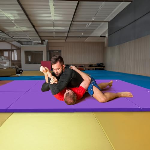 Image of BalanceFrom 6x4 Feet 4-Panel Folding Gymnastics Mat - 2-Inch Thick Pad with Vinyl Surface and Carrying Handles for Tumbling, Yoga, Pilates, Home Workouts, and Martial Arts