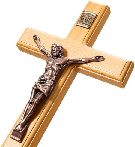 ACHIBANG Catholic Crucifix Wall Cross – 12 Inch Wooden Jesus Cros...