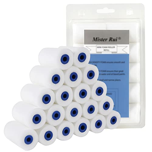 Mister Rui Farbroller, Schaumstoff-Farbrollerabdeckung, 2-Zoll-Mini-Farbroller für schwer zugängliche Stellen, schaumstoff hoher Dichte, der mit Wasser- und Ölfarben verwendet wird, 20 Stück Cover