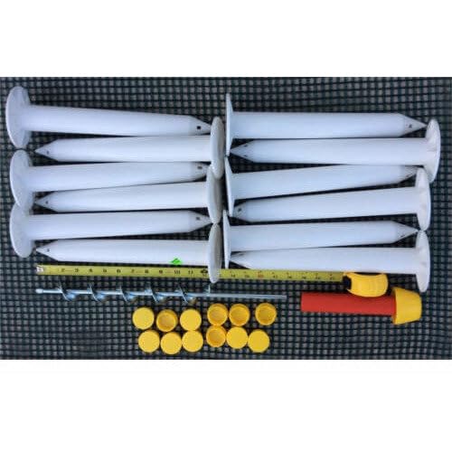 Ground Socket and Cap Kit for Pocket Fences Includes Install Tool and Auger (18 Sleeves and 18 Caps)