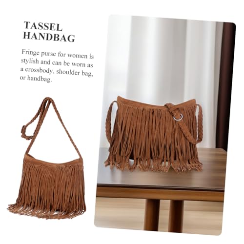 Image of Fringe Crossbody Handbag: Black Fringe Purse Crossbody Bag For Women Summer