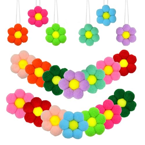 Myanmmm 20Pcs Felt Daisy Flower Hanging Ornament for Garland Room Decor for Door Wall Decoration Tassel Ornament Party Decoration Arts & Crafts Supplies (Flower) 1.96in