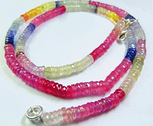 Collier Saphir Multicolore AAA facetté de 4mm, pierres naturelles d'exception
