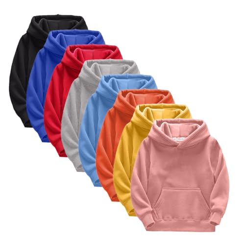 Youth Solid Fleece Hoodies Pullover Hooded Sweatshirts for Kids Boy Girl Basic Soft Brushed Fleece Pocket Hoodie2