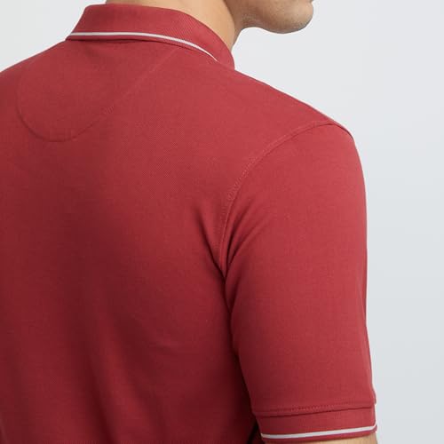 Image of Raymond Men's Modern Fit Solid Pattern Pure Cotton Polo Neck Half Sleeve Casual T-Shirt