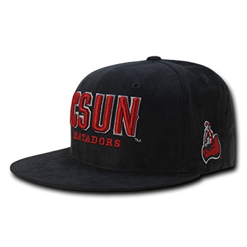 W Republic Apparel Faux Suede Snapback, CSUN, Black, One Size
