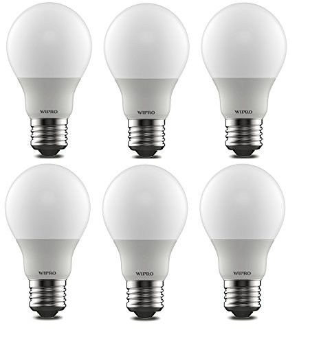 Wipro Garnet 5W LED Bulb for Home & Office |Cool Day White (6500K) | E27 Base|220 degree Light coverage |4Kv Surge Protection |400V High Voltage Protection |Energy Efficient | Pack of 6