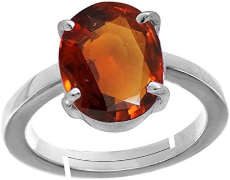 Certified Unheated Untreatet Aaa+ Quality Certified Natural 10.00 Carat Gomed Stone Silver Plated Ring Adjustable Hessonite-B08RY4R2MRNAMZ