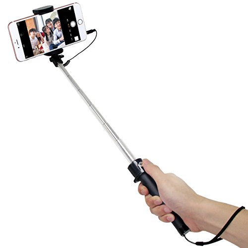 SIDARDOE 自撮り棒 セルカ棒 有線 シャッターボタン付け iphone android スマートフォン対応 ブラック