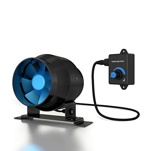 TerraBloom ECMF-100, Quiet 4 Inch Inline Duct Fan with Variable Speed Controller – Ventilation Exhaust Fan for Heating Cooling Booster and Grow Tents
