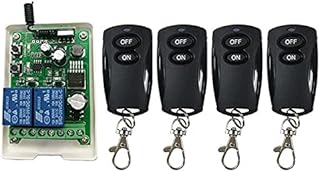 Davitu Remote Controls - DC12V 24V 36V 48V 2CH 2CH Remote Control Light Switch Relay Output Radio Receiver Module and Black Transmitte Garage Doors - (Color: Green)