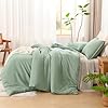 Litanika Queen Comforter Set Sage Green, 3 Pieces Lightweight Comforters Queen Size Solid Bedding Comforters Sets, Down Alternative Comforter Bed Set Quilt Blanket #4