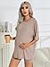 WDIRARA Women's 2 Piece Outfits Solid Short Sleeve Round Neck Top and Shorts Set Maternity Khaki M