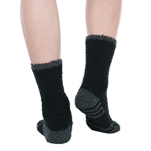 American Trends Men's Fuzzy Slipper Socks - Fluffy Cozy Unisex Winter Warm Sleep Socks4