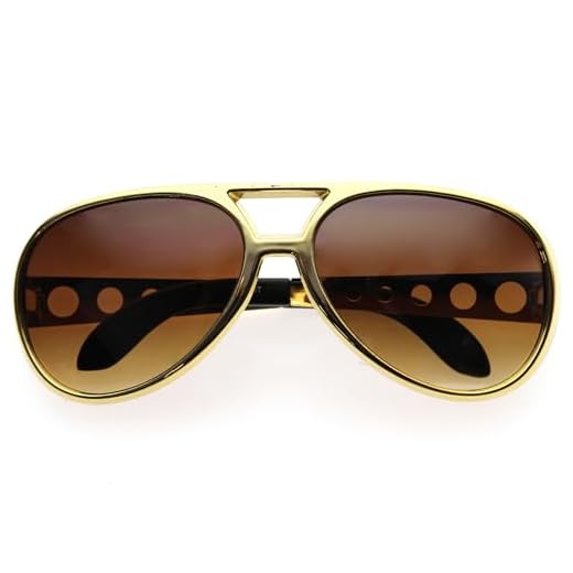 Large King Of Rock & Roll Aviator Sunglasses 63mm (Gold/Amber)