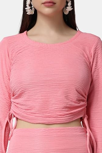 Image of POPWINGS Casual Solid Skirt and Top Set for Women | Stylish Skirt Co-ord Sets for Women | Crop Top and Skirt Set for Women | 2-Piece Sets for Women Summer Skirt